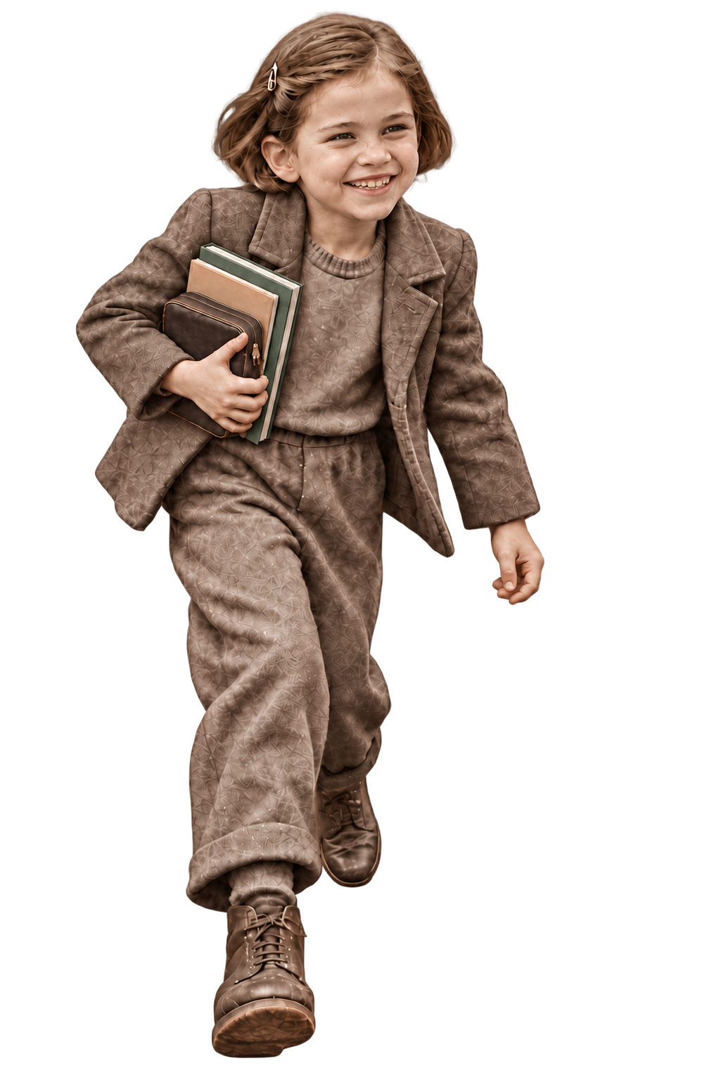 A girl on her way to school